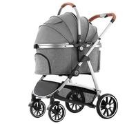 Pet Stroller Travel System 3-in-1 Carrier, Booster Seat and Stroller, Dog Strollers for Small Medium Dogs and Cats Lightweight Foldable Cat Stroller Trolley for Travel Shopping Walking,Grey