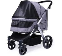 Pet Stroller Travel Trolley Pushchair for Medium Large Dogs Outgoing,Folding Transport Cart Cat Tote Bag with Wheels(Color:Grey)