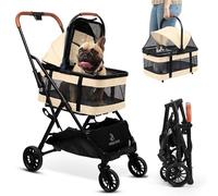 Pet Stroller with Detachable Carrier - Ideal for Small to Medium Dogs & Cats - Compact & Convenient Design - Easy Assembly Pet Stroller for Cats, Dog Strollers for Small Dogs - Bisque Beige