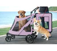 Pet Stroller Without Zipper with Double Entry, Entrance Without Zipper for Single or Multiple Dogs/Cats, pet can Walk and go Out Easily, Tires