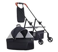 Pet Strollers for Small Dogs Clearance, Pet Cat Stroller Dog Pram Trolley Travel Carriage, Detachable Pet Cart Dog Prams Pushchairs for Small Dogs And Cats wiih Pocket Bag(Nero)
