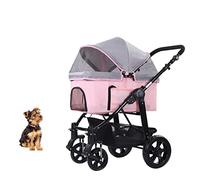 Pet Strollers for Small Medium Dogs & Cats 4-Wheel Cat Stroller Dog Stroller with Removable Liner and Storage Basket for Dog & Cat Traveling Strolling Cart,Pink
