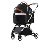 Pet Strollers for Small Mediun Dogs / 2 Cats, Dog Pram Stroller Separable Pet Cat Dog Stroller Pushchair Pet Carrier Trolley Aluminum Bracket Travel Cart Carriage with Rain Cover (Nero)