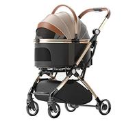 Pet Strollers for Small Mediun Dogs / 2 Cats, Dog Pram Stroller Separable Pet Cat Dog Stroller Pushchair Pet Carrier Trolley Aluminum Bracket Travel Cart Carriage with Rain Cover(Khaki)