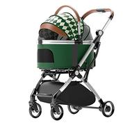 Pet Strollers for Small Mediun Dogs / 2 Cats, Dog Pram Stroller Separable Pet Cat Dog Stroller Pushchair Pet Carrier Trolley Aluminum Bracket Travel Cart Carriage with Rain Cover (Green)