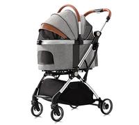 Pet Strollers for Small Mediun Dogs / 2 Cats, Dog Pram Stroller Separable Pet Cat Dog Stroller Pushchair Pet Carrier Trolley Aluminum Bracket Travel Cart Carriage with Rain Cover(Gray a)