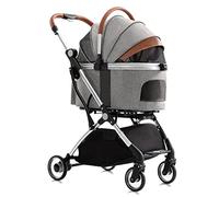 Pet Strollers for Small Mediun Dogs / 2 Cats, Dog Pram Strollers Pet Cat Dog Stroller Pushchair Separable Pet Carrier Trolley Aluminum Bracket Travel Cart Carriage with Rain Cover (Grey a)