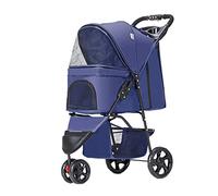 Pet Strollers Pet Stroller, Dog Pet Stroller, Light Foldable Dog Pet Stroller 3 Wheel, for Small Medium Dogs and Cats, Puppy Buggy, Travel Carriers Jogger, Up to 20kg (Black)