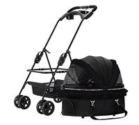 Pet Strollers Separable Dog Pram Folding Pet Dog Cat Stroller for Dogs and Cats, Pet Travel Strollers Cart Dog Prams Pushchairs Detachable Carrier Trolley with Cup Holder(Nero)