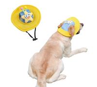 Pet Sun Hat for Dogs Cats, Summer Breathable Mesh Round Cap with Cute Star Decoration, Adjustable Outdoor UV Protection Cap for Walking, Traveling, Taking Photos_XL(Yellow)