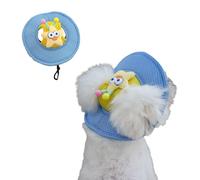 Pet Sun Hat for Dogs Cats, Summer Breathable Mesh Round Cap with Cute Star Decoration, Adjustable Outdoor UV Protection Cap for Walking, Traveling, Taking Photos_XS(Blue)