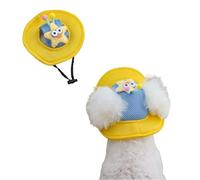 Pet Sun Hat for Dogs Cats, Summer Breathable Mesh Round Cap with Cute Star Decoration, Adjustable Outdoor UV Protection Cap for Walking, Traveling, Taking Photos_XS(Yellow)