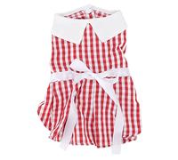 Pet Sun Protective Skirt | Breathable Polyester with Plaid Bowknot | Cute Cat Dress/Dog Dress for Summer/Daily Use | Adjustable Ribbon Belt (L)
