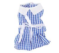 Pet Sun Protective Skirt | Breathable Polyester with Plaid Bowknot | Cute Cat Dress/Dog Dress for Summer/Daily Use | Adjustable Ribbon Belt (L)