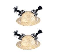 Pet Sun Protective Straw Hat 2PCS Adjust Neckstrap Dog Sombrero Cosplay Costume Photo Picnics Sunproof Pet Headwear