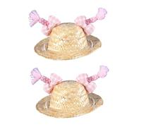 Pet Sun Protective Straw Hat 2PCS Adjust Neckstrap Dog Sombrero Cosplay Costume Photo Picnics Sunproof Pet Headwear