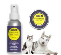 Pet Sunscreen 2-Pack - SPF 50 Spray (50ml) + SPF 30 Balm (30ml) - Safe for Dogs & Cats - Lick-Safe, Fragrance-Free, Water-Resistant Sun Protection for Nose, Ears & Skin