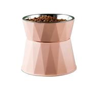 Pet Supplies Cat Food Bowl Raised Pet Puppy Feeder Drinking Bowl Stainless Steel Cat Water Feeding Dish Pet Eating Dishes(Pink)