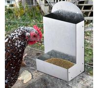 Pet Supplies Fed Metal Chicken Feeder Trough Self Replenishing Design Durable Chicken Coop Auto Food Tray (Silver, 26X15X10CM)