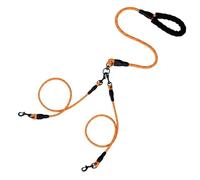 Pet Supplies Reflective Nylon Dog Leash One Drag Two Three Dogs Hand Holding Rope Anti-Winding Multi-Head Detachable(Orange,1 Drag 2)