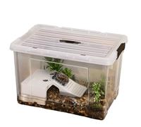 Pet Supplies Turtle turnover box turtle feeding tank sun drying table, transparent tape cover Turtle Tank(XS)