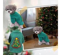 Pet Sweater Christmas Dog Clothes Celebrate with Your Cat Fleece Warm Apparel for (Green, M)