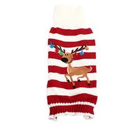 Pet Sweater Dog Sweater Cat Clothes, Winter Coat Fashionable Cute Stripe Giraffe Pattern Pullover Design, Soft Warm for Small Animals (Red)