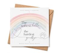 Pet Sympathy Card with Envelope, Soft Rainbow and Paw Print Design, The Softest Hello and Hardest Goodbye Message, Gentle Condolence Greeting for Dog or Cat Loss, Bereavement or Remembrance