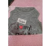 Pet T-Shirt with 'I Love My Daddy' Design, Grey, Medium Size