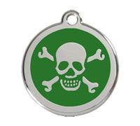 Pet Tag by Red Dingo 'Skull' green - size S, FREE Engraving