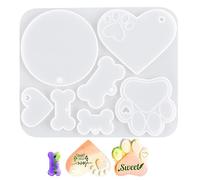 Pet Tag Resin Mold - Flexible Silicone Keychain Molds, Dog Bone Paw Designs | Craft Molds for Epoxy Resin Jewelry, Custom Collar Tag Making Kit