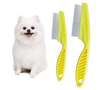 Pet Tear Stain Remover Combs, Dog Face Comb with Fine Tooth for Gently Removes Crust, Mucus, and Tear Stains, 2 in 1 Cat Flea Comb for Grooming and Dehairing Face and Paws