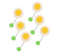 Pet Teaser Toy Replacement Set 6pcs Sunflower Design Interactive for Playful Cats Portable and Durable (White)