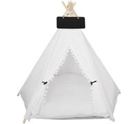 Pet Teepee for Cats Dogs, Portable Teepee Tent with Thick Cushion for Small Cats or Dogs, Washable Dog House with Blackboard, Indoor Pet Bed for Puppies, Rabbits
