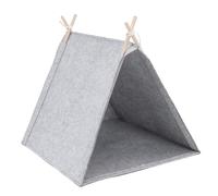 Pet Teepee Tent Detachable Washable Breathable Multifunctional All Seasons Enclosed Teepee Dog Cat House Bed for Indoor Living Room Home Decor Gray Felt 36x40x43cm