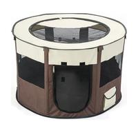 Pet Tent Bed Cat Dog Tent Delivery Room Folding Portable Pet Octagon Cage Outdoor Dog House Cat Indoor Playpen Puppy Cats Kennel Accessories Soft and Lightweight(Coffee Brown,M 90x90x55cm)