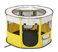 Pet Tent Bed Cat Dog Tent Delivery Room Folding Portable Pet Octagon Cage Outdoor Dog House Cat Indoor Playpen Puppy Cats Kennel Accessories Soft and Lightweight(Yellow,M 90x90x55cm)