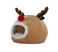 Pet Tent Soft Bed For Small Dogs & Cats Self-Warming Condo Machine Washable Cushion Reindeer Christmas Dog House