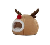 Pet Tent Soft Bed For Small Dogs & Cats Self-Warming Condo Machine Washable Cushion Reindeer Christmas Dog House Warming Bed Cave
