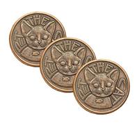 Pet The Cat/Flip Again-Copper Decision Maker Coin, Funny Decision Challenge Token, Double Sided Making Flipping Coins, Metal Material, Novelty Gag Gift for Cat Lovers (3PCS)