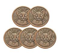 Pet The Cat/Flip Again-Copper Decision Maker Coin, Funny Decision Challenge Token, Double Sided Making Flipping Coins, Metal Material, Novelty Gag Gift for Cat Lovers (5PCS)