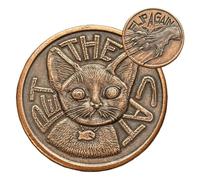 Pet The Cat/Flip Again-Copper Decision Maker Coin, Funny Decision Challenge Token, Double Sided Making Flipping Coins, Metal Material, Novelty Gag Gift for Cat Lovers (1PC)