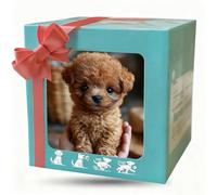 pet-themed gift box containing an interactive plush dog toy with decorative ribbon, Walking, Barking, Tail Wagging, Sitting & Running, Electronic Pet Gift for Kids Adults with Gift Box #D