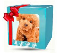 pet-themed gift box containing an interactive plush dog toy with decorative ribbon, Walking, Barking, Tail Wagging, Sitting & Running, Electronic Pet Gift for Kids Adults with Gift Box #B