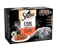 Pet Things Sheba Fine Flakes Cat Pouches Succulent Selection In Gravy 12x85g (Pack of 4)