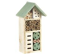 Pet Ting Wooden Insect Bee House Natural Wood Bug Hotel Shelter Garden Nest Box 26cm,Beige