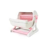 Pet Toilet Bedpan Cat Litter Box Semi-Automatic Quick Cleaning Indoor Sandbox Loo Tray Flip Cover Bedpans(Pink)