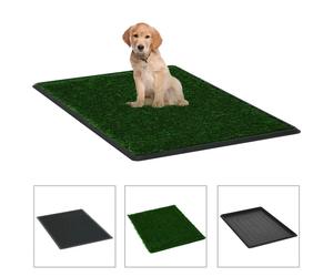 Pet Toilet Green & Black 76x51x3cm PP Tray with Faux Turf Grid 2pcs. Easy Clean