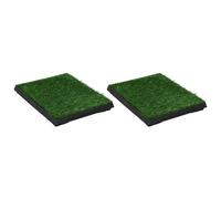Pet Toilet Green/Black 63x50x7 cm PP-PS Tray Faux Turf 2pcs Removable GridTrayS