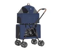Pet Toilet Portable Folding Double-Deck Pet Stroller, Detachable Separation for Dogs, Cats and Pets(Blue)
